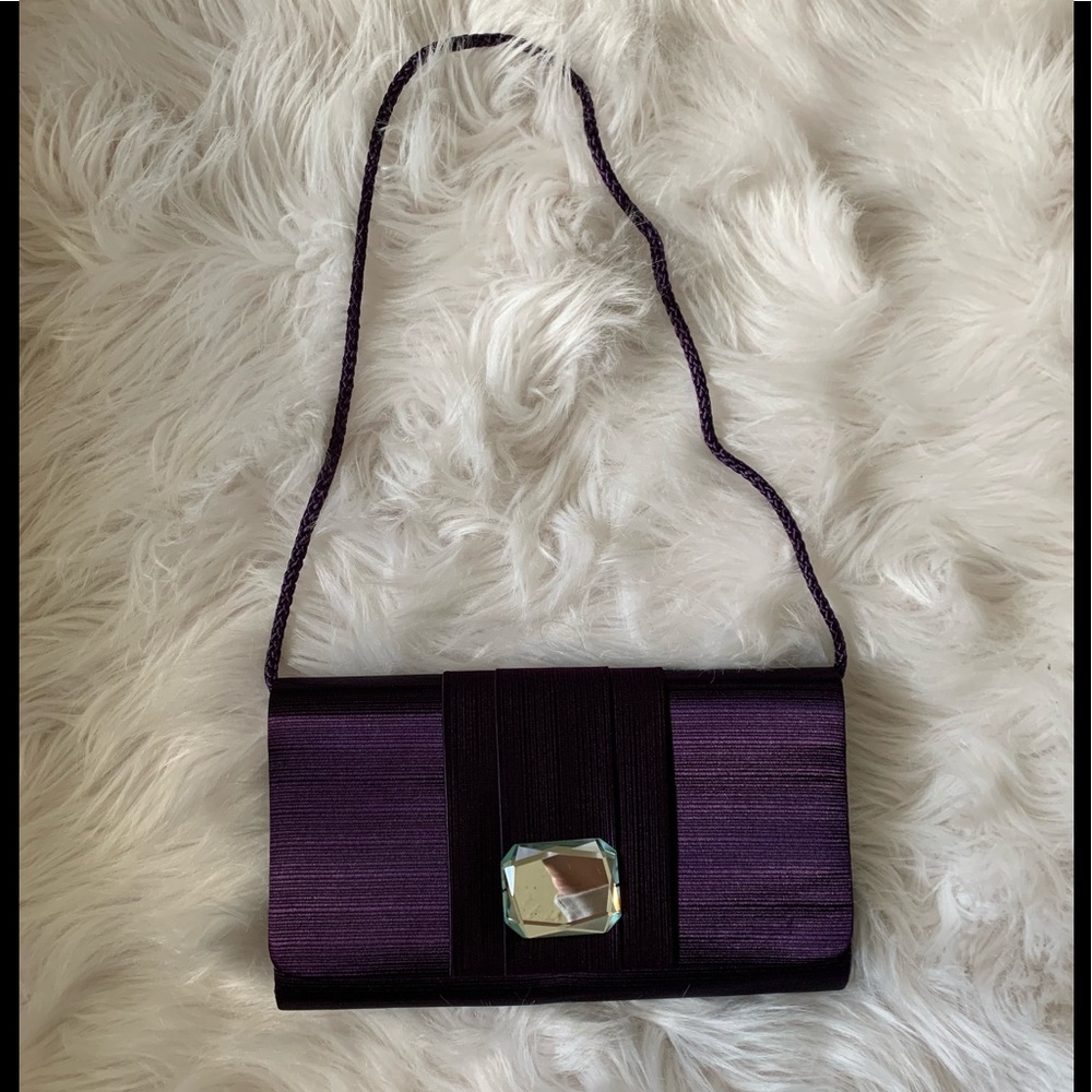 Jessic McClintok purple evening bag with crystal